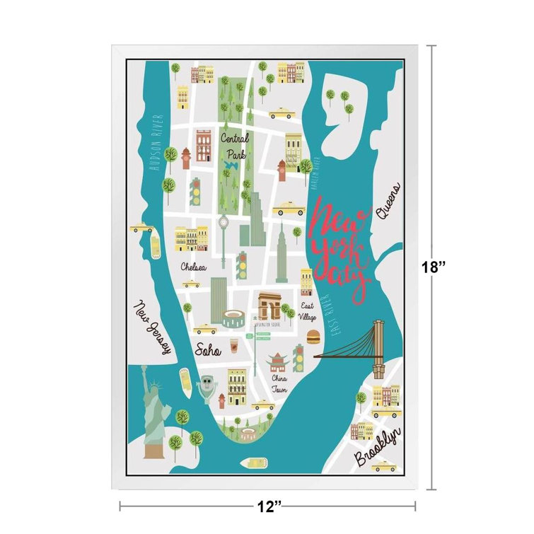 Trinx New York City, carte illustrée, carte du monde avec villes en